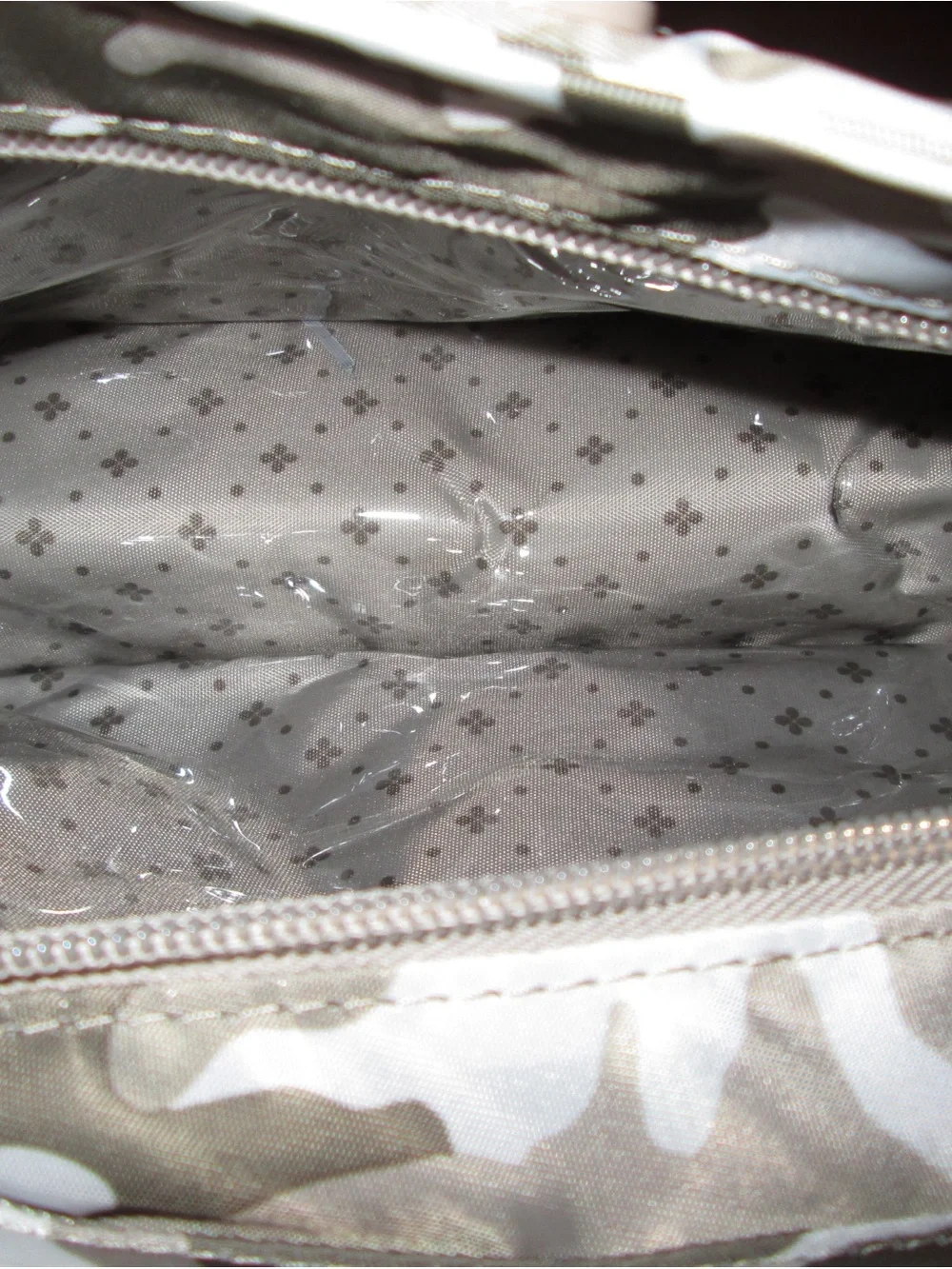 lug Camo-Print Cosmetic Bag in Taupe and White
